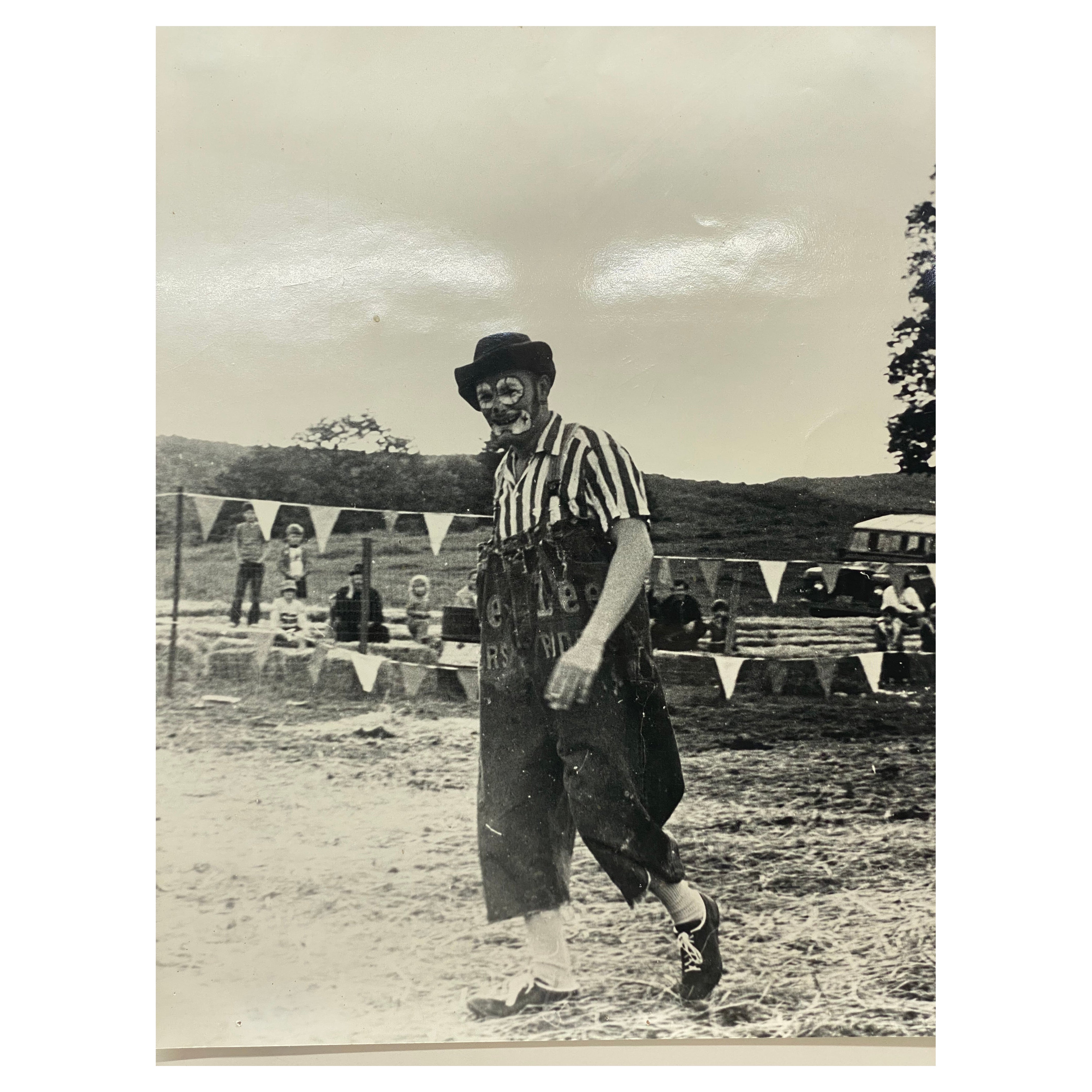 Lee Denim Clad Rodeo Clown Black and White Photo, 1960s