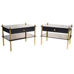 Pair of French Mid-Century Modern Mirrored Nightstands