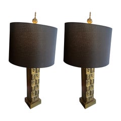 Pair of Mid Century brass lamps by Laurel Lamp Company