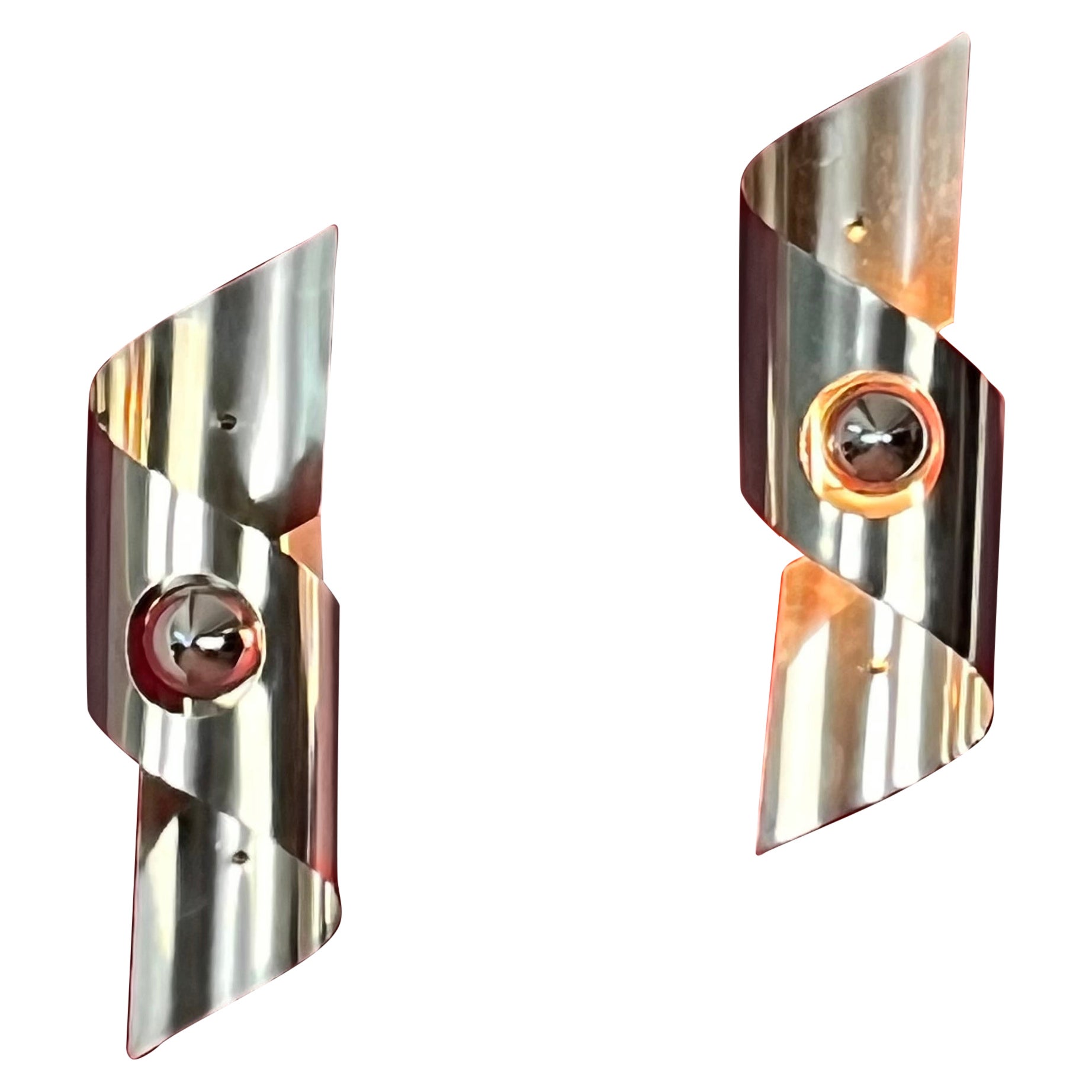 Set of 2 Mid-century Steel Wall Lamps, 1960s For Sale
