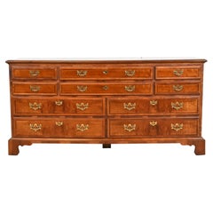 Cassettone o credenza a dieci cassetti in mogano e radica di Wood Wood di Henredon, in stile georgiano