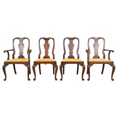 Henkel Harris Queen Anne Solid Mahogany Dining Chairs, Set of Four