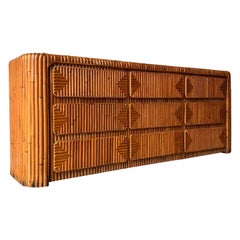 VIntage Coastal Modern Bamboo Dresser, 1970s