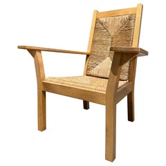 Willi Ohler Oak and rush armchair Germany 1960