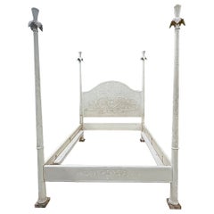 Italienisches handbemaltes Queen-Bett im Regency-Stil mit Palmenwedeln von Patina