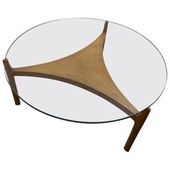 Tavolino in teak e vetro di Sven Ellekaer per Christian Linneberg