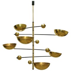 Orbital Six Arms Balanced Italian Brass Customizable Chandelier