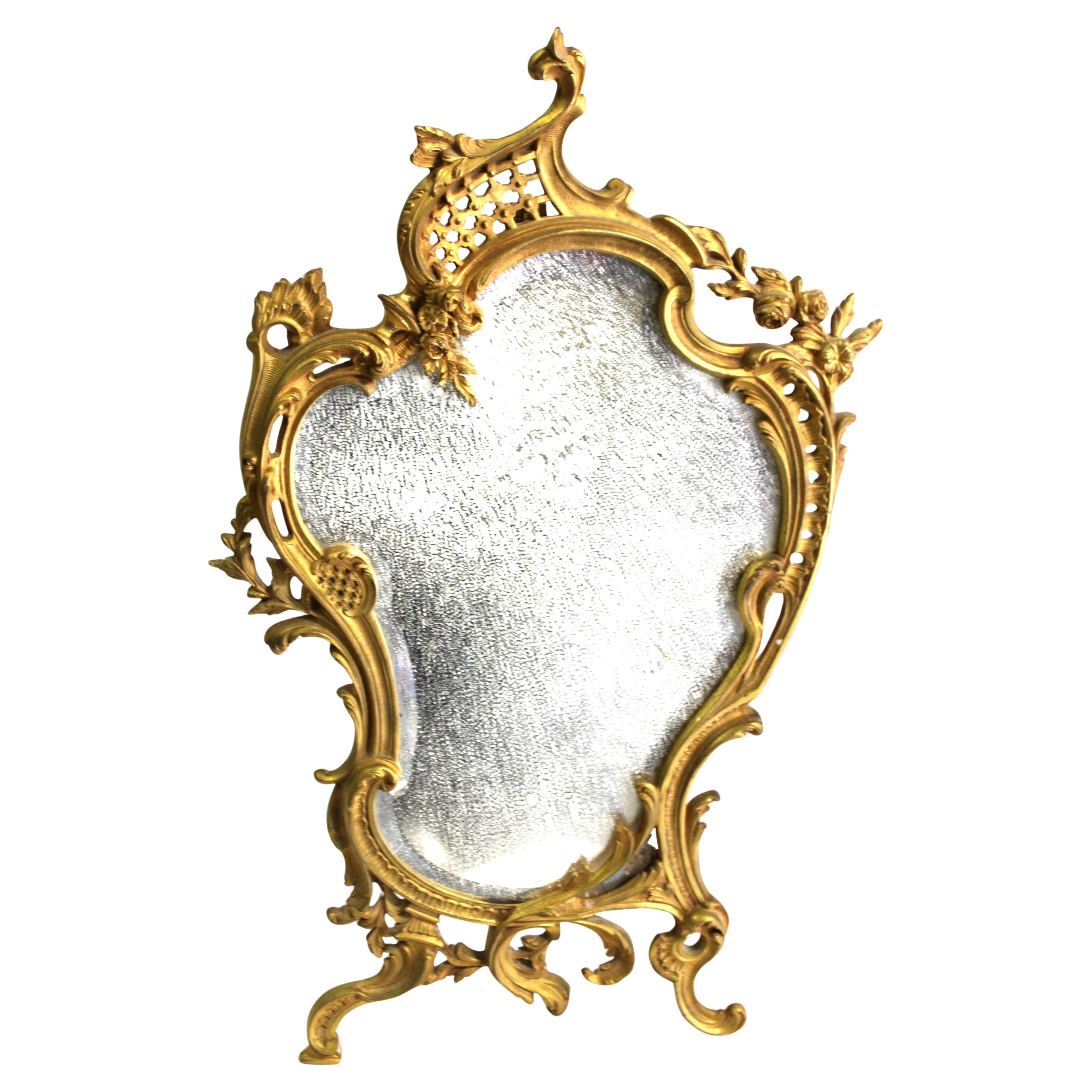 Specchio da tavolo francese d'oro, Vintage By. Primi anni del 20° secolo