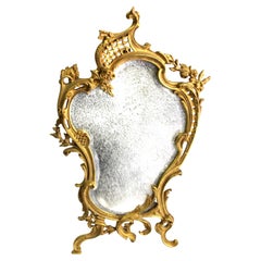 Espejo de mesa vintage francés, Gold Dore'. Principios del siglo XX