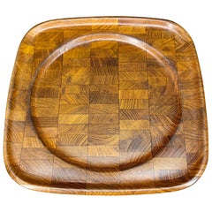 Plateau de service carré danois MCM en bois de teck par Digsmed