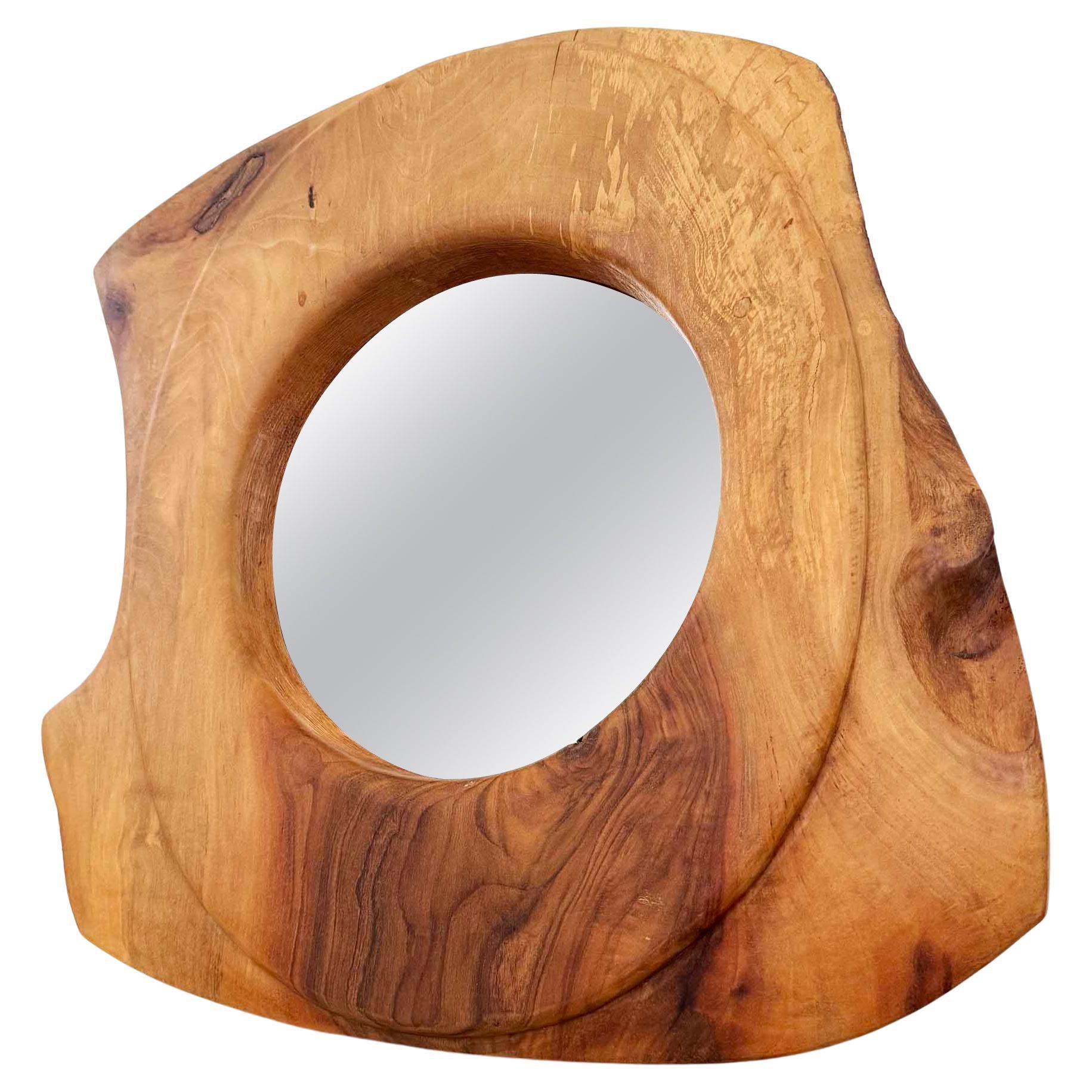 1960s Mod Biomorphic Shaped Mirror, Walnut, France