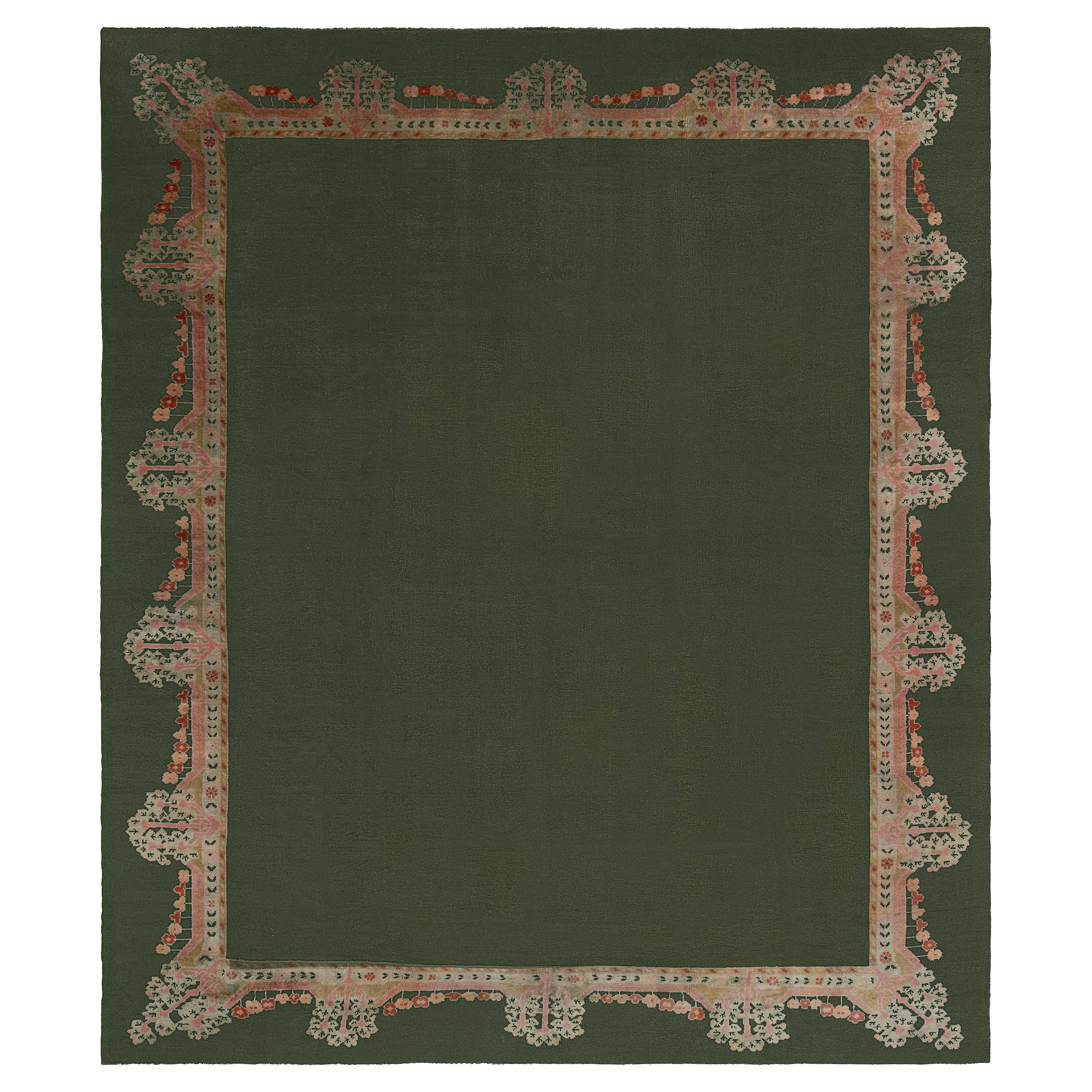 Doris Leslie Blau Alfombra antigua Arts and Crafts Donegal Verde