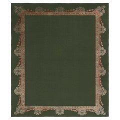 Doris Leslie Blau Antiker Donegal Grüner antiker Arts and Crafts-Teppich