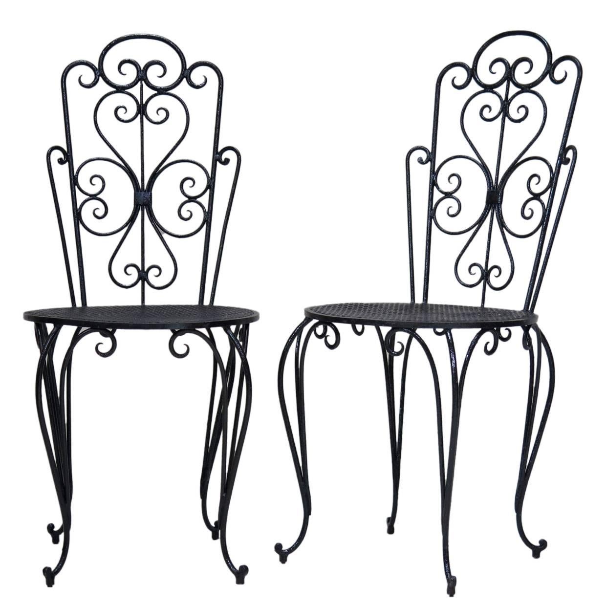 Pair of Art Deco Iron Chairs, France, circa 1950s
