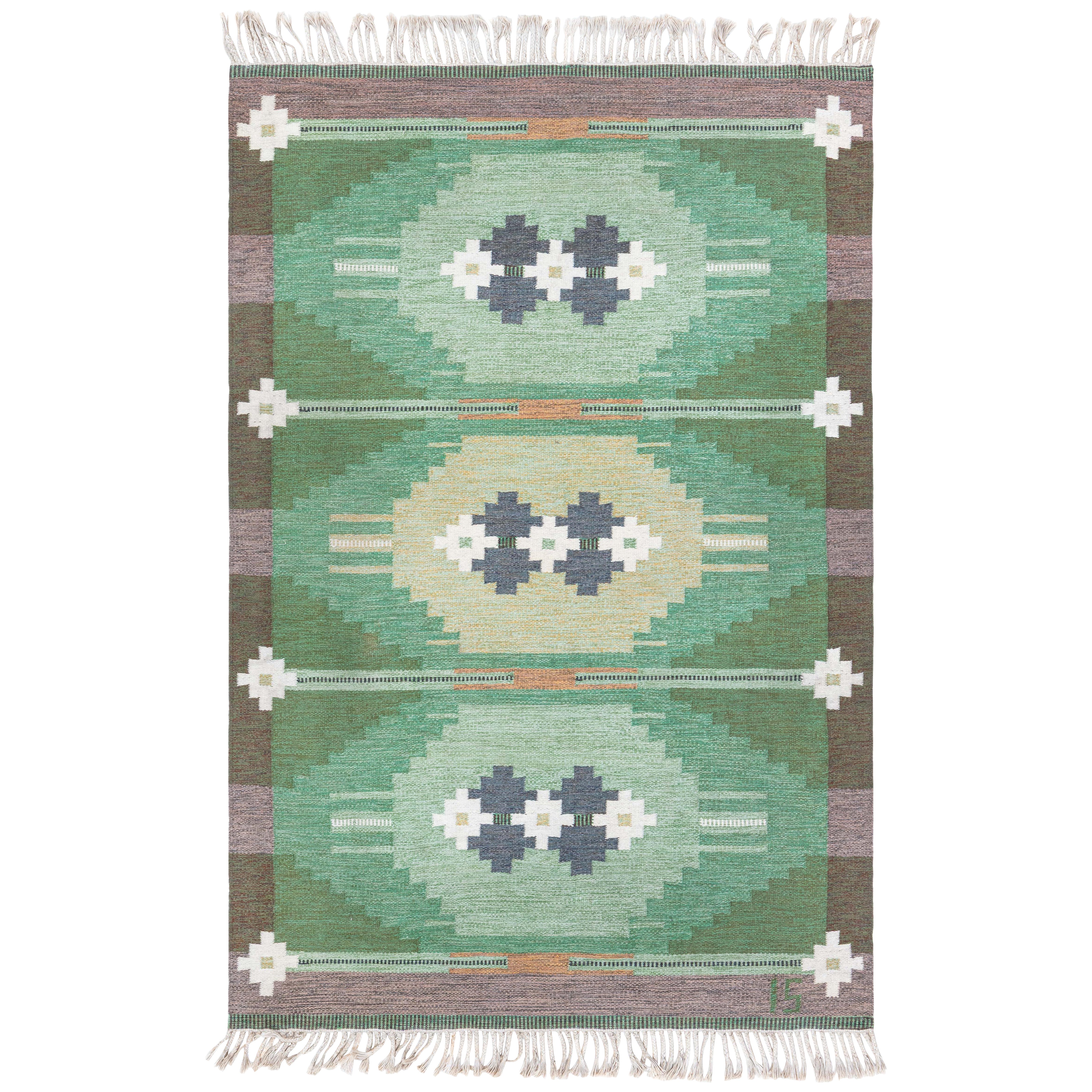 Vintage Swedish Flat Woven Rug Doris Leslie Blau
