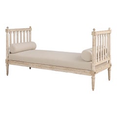 Antique 19th c. Swedish Gustavian Period Daybed / Bench in Original Paint