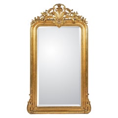 antique 19th century French Alsace Louis Philippe gold gilt mirror with crest
