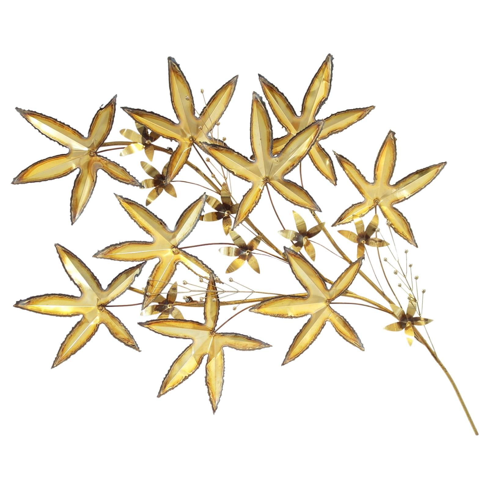 Brass Leaves Wall Sculpture by Curtis Jere, 1981