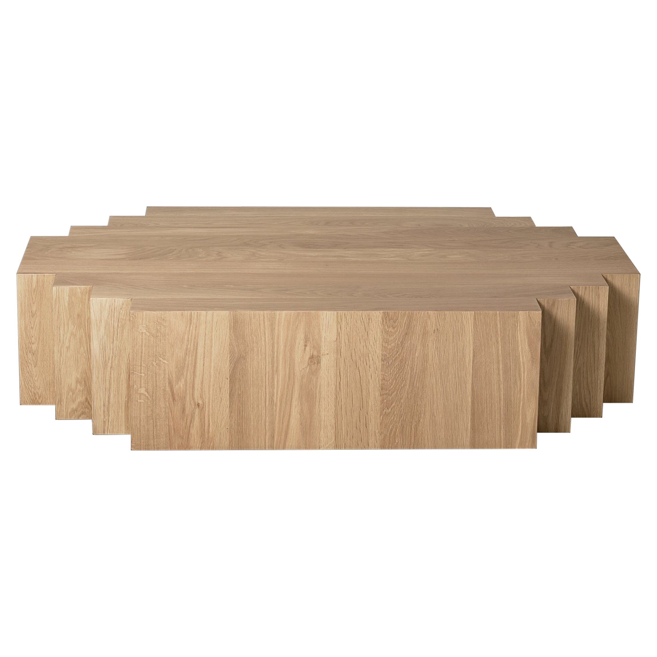 Tavolino da caffè brutalista in massello di Oak Light naturale - Brut di Mokko