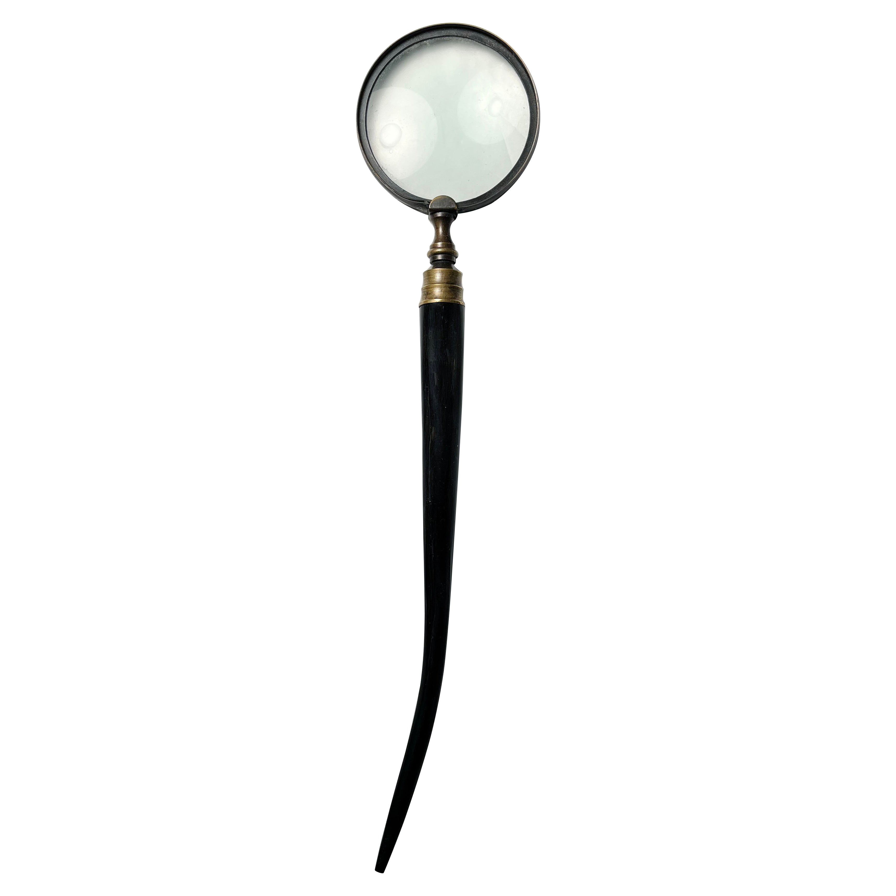 Antique Victorian Large Horn Handle Magnifying Glass desk Accessory