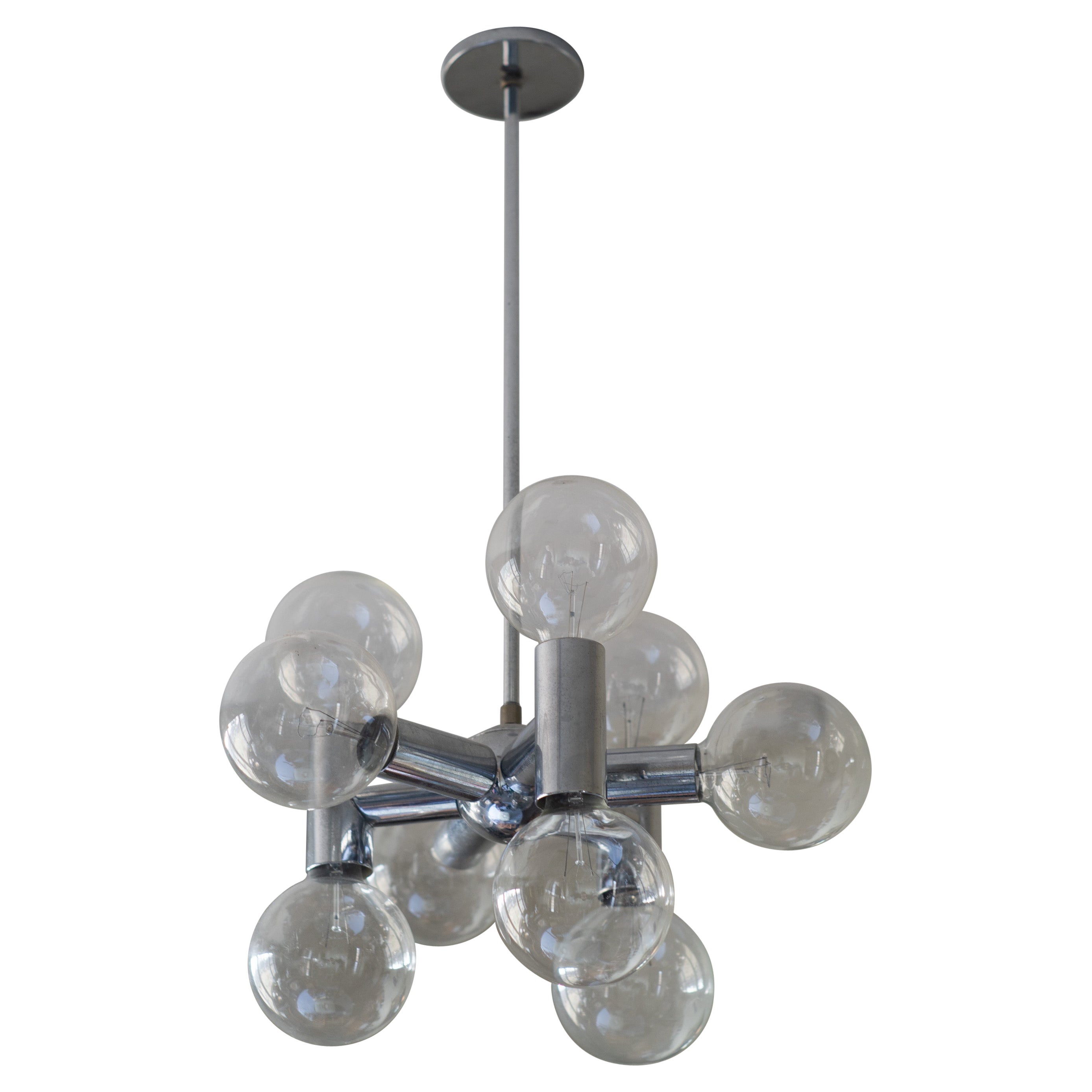Vintage Robert Sonneman, Vintage-Kronleuchter im Sputnik-Stil, Chrom, 9 Glühbirnen im Angebot