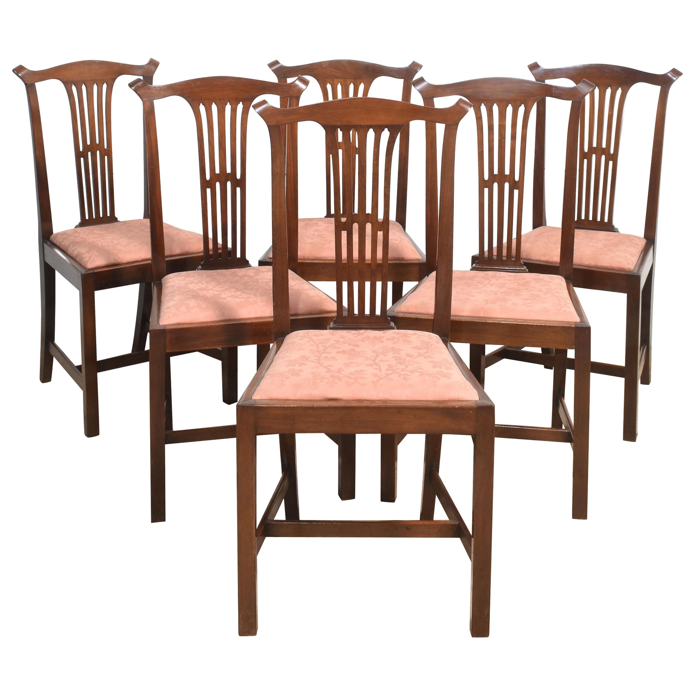 Set of six mahogany dining chairs