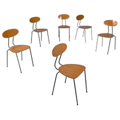 Italian mid-century modern chair in brown formica and black metal, 1960s