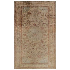 Antigua alfombra persa Tabriz con motivos florales beige-marrón y rojo - Rug & Kilim