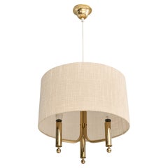 Designer svedese, lampadario, ottone, tessuto, acrilico, Svezia, anni '70