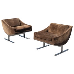 Kipp Stewart pour les chaises longues 'Arc' de Directional en daim Brown et acier chromé