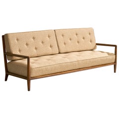 T.H. Robsjohn-Gibbings, Sofa, Walnut, Fabric, USA, 1950s
