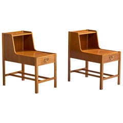 David Rosèn, tables de chevet, Wood, laiton, Suède, années 1950