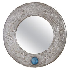 Circular Grapevine Mirror with Blue Cabuchon
