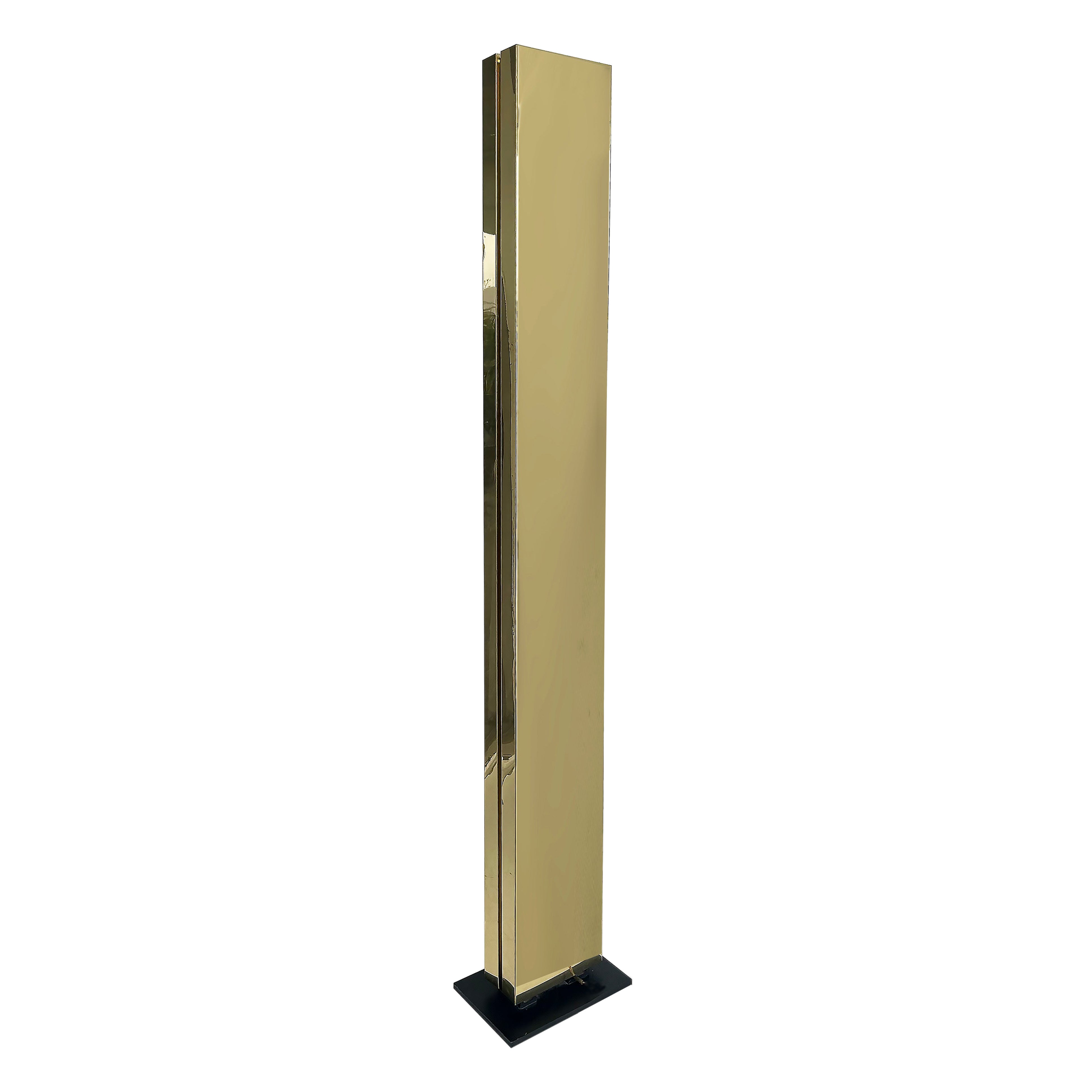 Kovacs Modernist Casella Monolith Torchiere Floor Lamp in brass, 1980s
