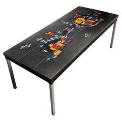 1960s Retro Belgian Abstract Op Art Abstract Tiled Top Coffee Table by Adri