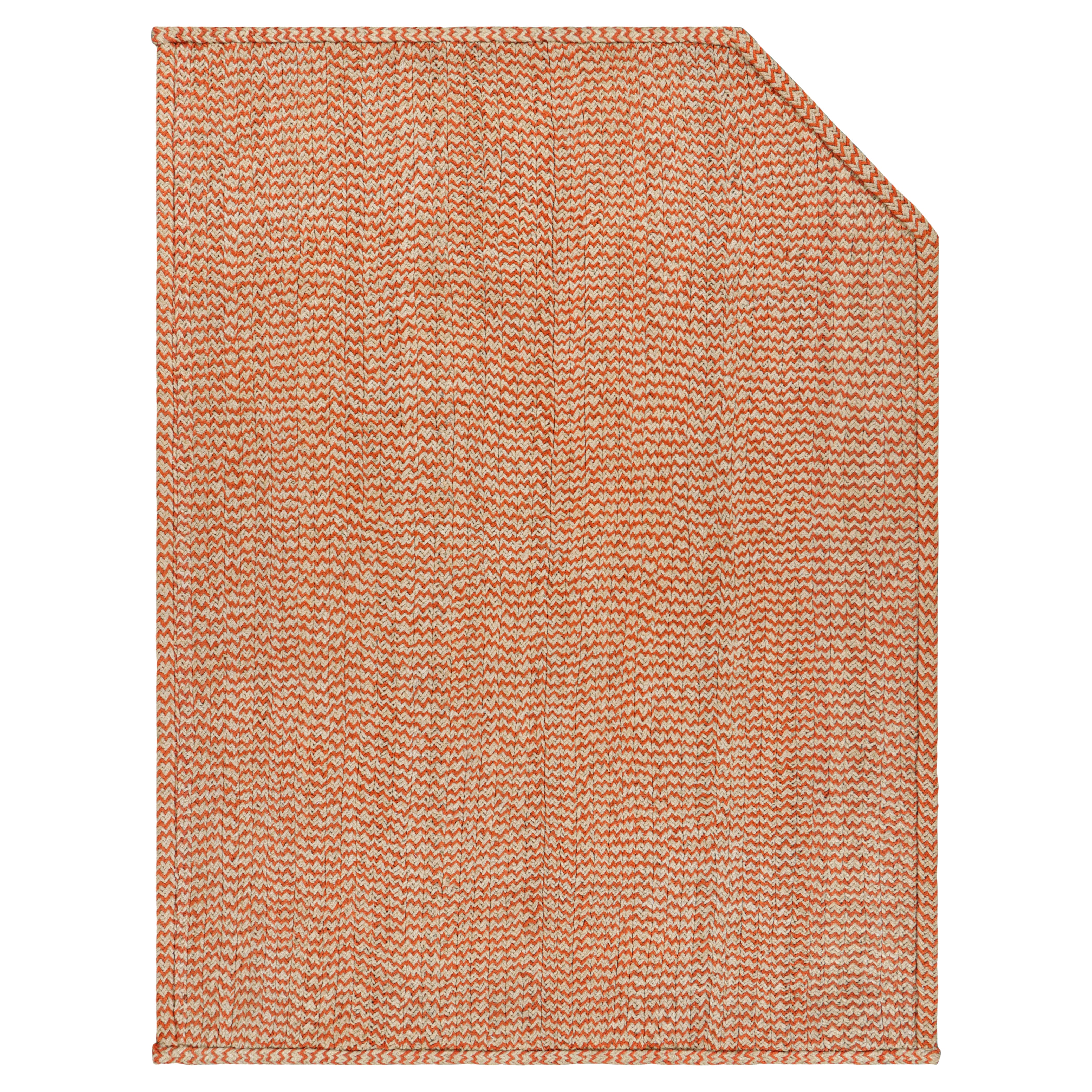 Rug & Kilim’s Modern Abaca Rug in Orange and Beige Tones For Sale