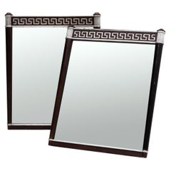 Pair of mirrors in partially painted wood. Europe, 20th century, circa 1970