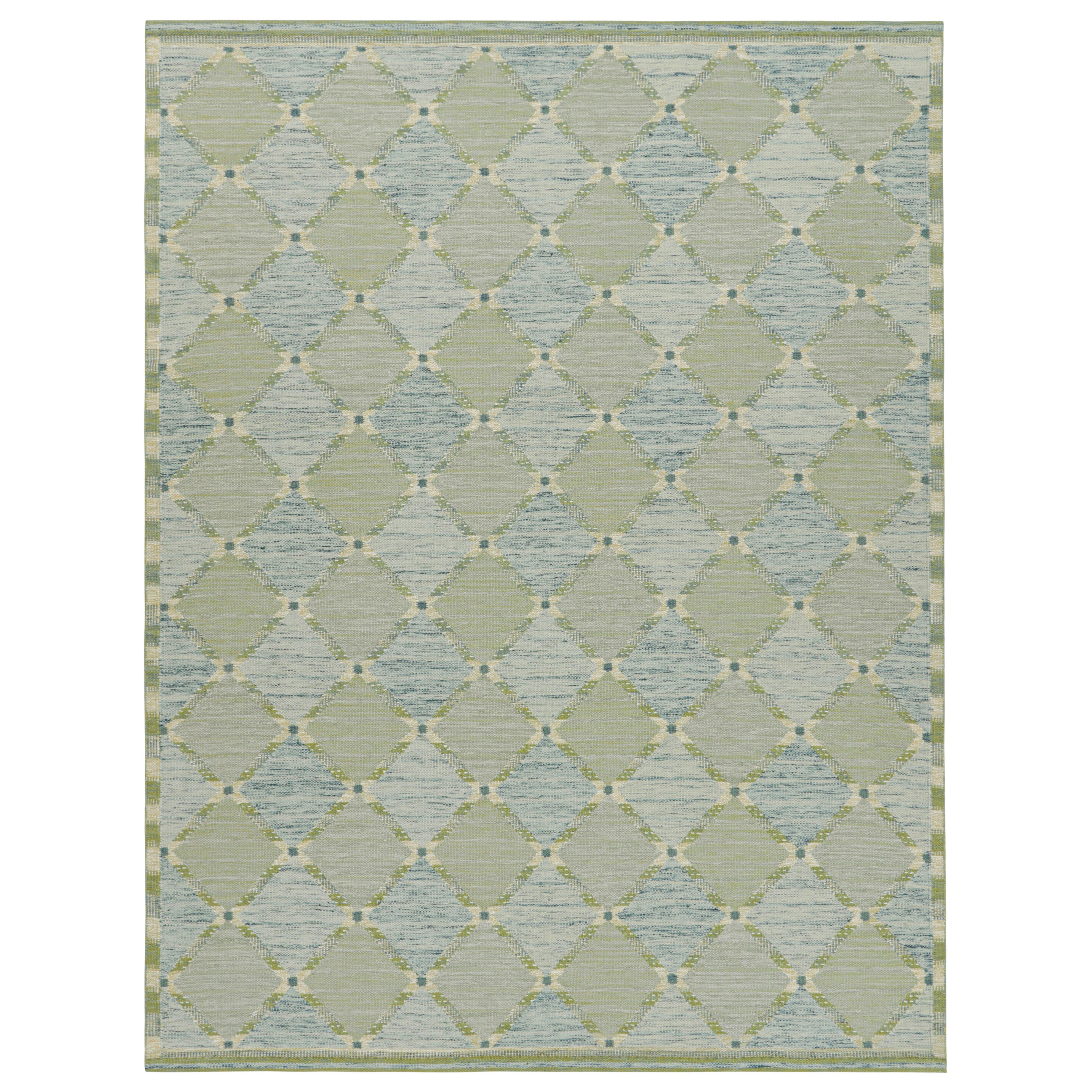 Tappeto in stile scandinavo Rug & Kilim, motivi a diamante a reticolo verde e blu