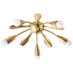 German Designer, Chandelier, Brass, Germany, 1950s