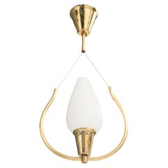 Schwedische Designer-Hängelampe, Messing, Glas, Schweden, 1950er Jahre