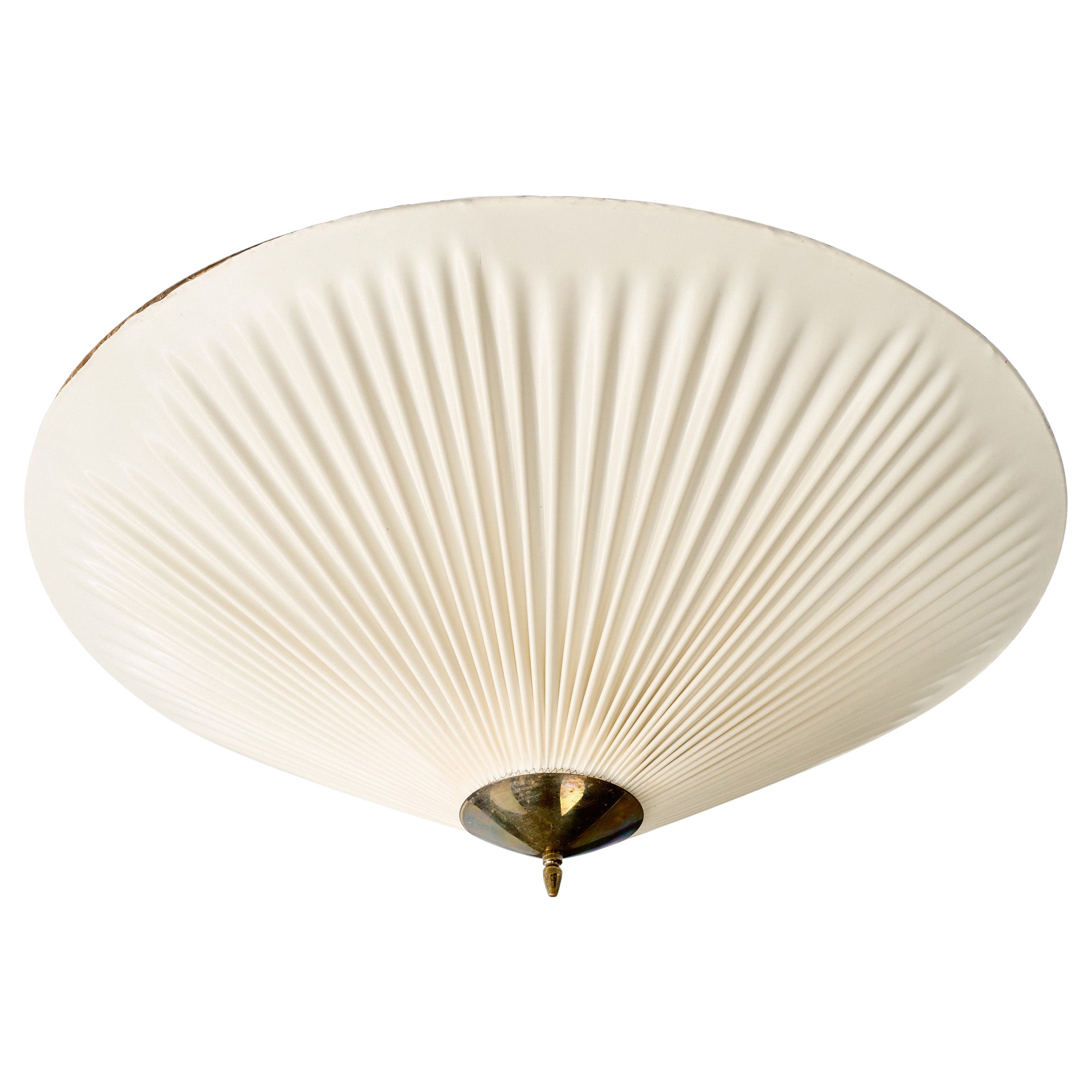 Finnischer Designer, Einbaubeleuchtung, Messing, Stoff, Finnland, 1950er Jahre