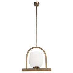 Designer italiano, lampada a sospensione, ottone, vetro, Italia, anni '40