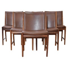 Set of 6 Rosewood and Leather Dining Chairs