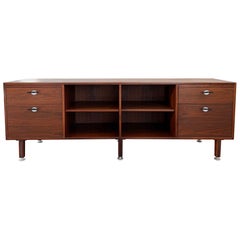 Mid-Century Modern Walnut Credenza Bookcase With Y Pulls By Jens Risom