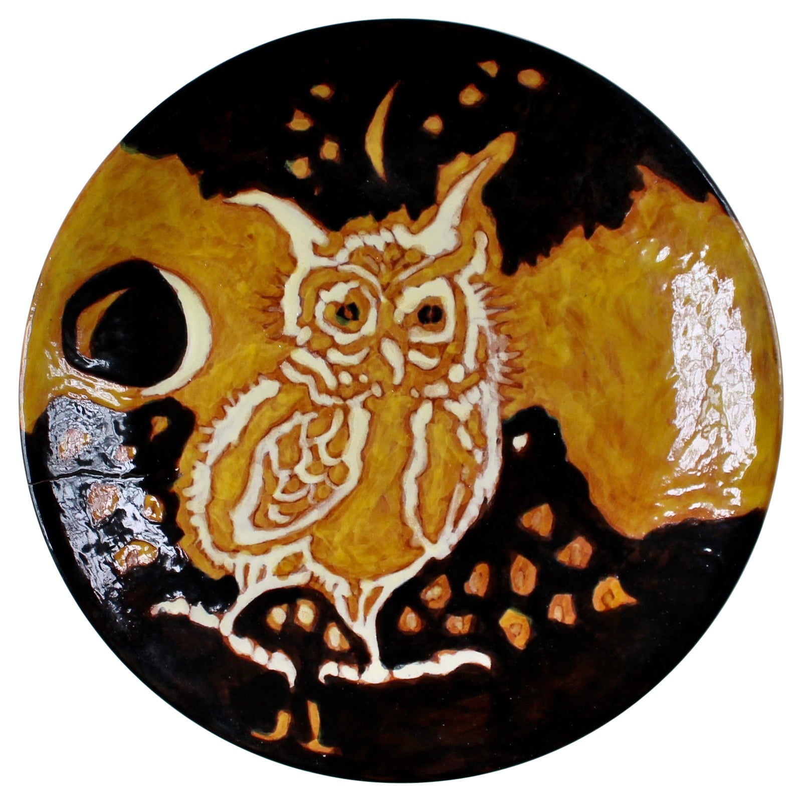 Jean Lurcat "Búho" Plato único pintado a mano