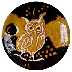 Jean Lurcat "Búho" Plato único pintado a mano