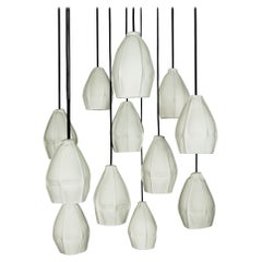 Kawa Pendant Cluster from Souda, Twelve Porcelain Diffusers, Black Cord