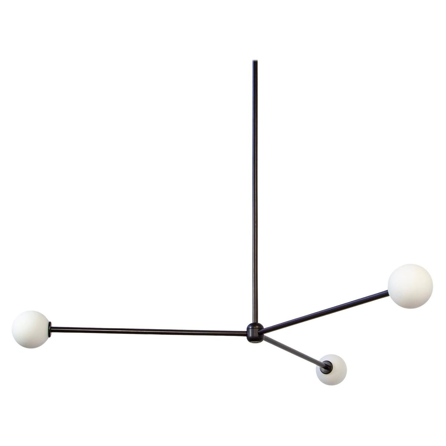 Globe 3 Chandelier, by Research.Lighting, Black,  3in Glass Globe, Made to Order