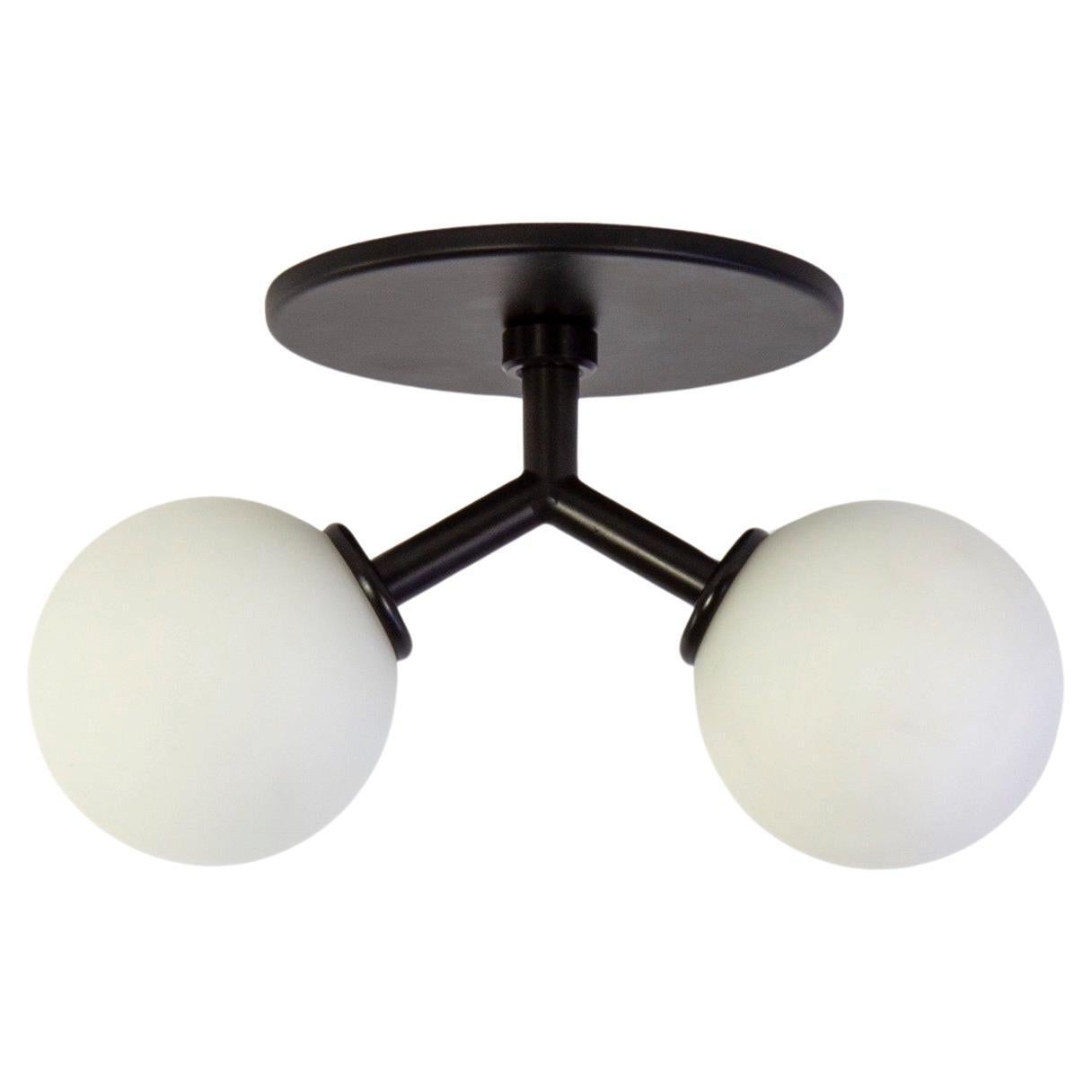Montatura ad incasso Y di Research.Lighting, nera, globi di vetro da 3 pollici, su ordinazione
