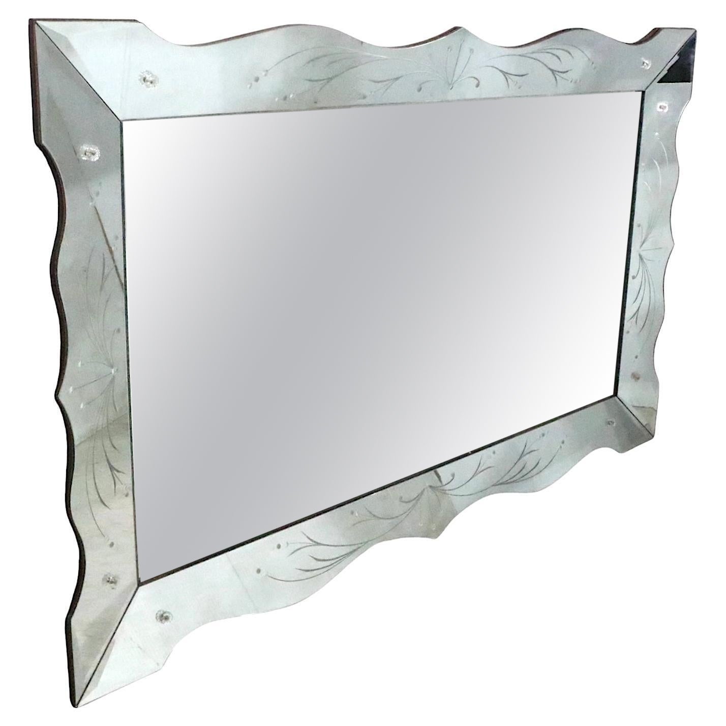 Large Wall Hanging Hollywood Regency Style Mirror Framed Mirror